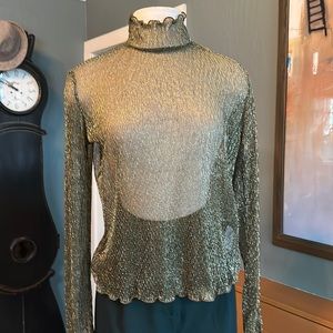 JOIE sheer metallic top